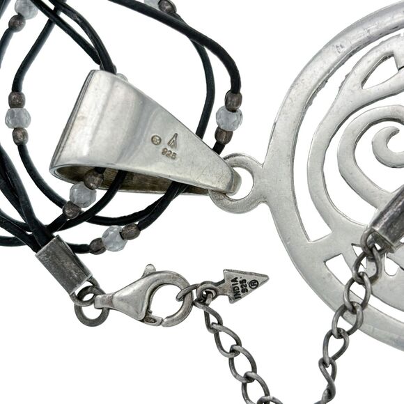 Silpada Sterling Silver 925 Celtic Knot Cut Out Disk Pendant 16.5"-18.5" S1230 - Picture 2 of 10